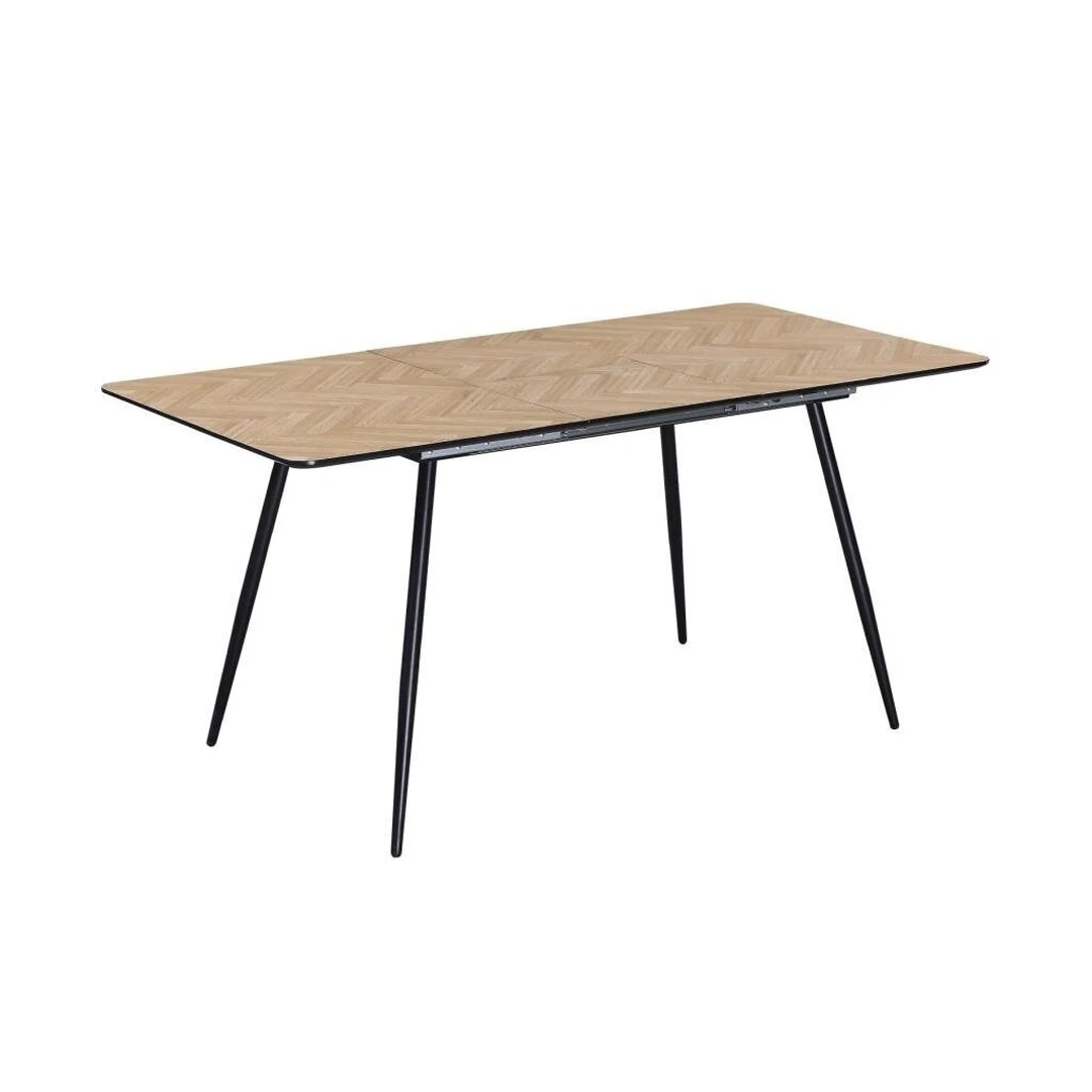 Kompaktiškas natūralaus medžio spalvos stalas BERG, ištiesiamas iki 160 cm