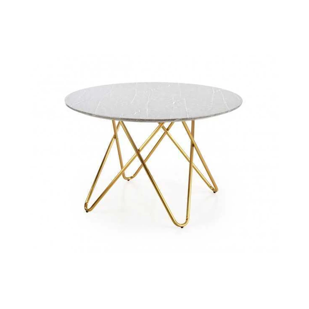 Apvalus stalas su pelenų marmuro ir aukso dekoro