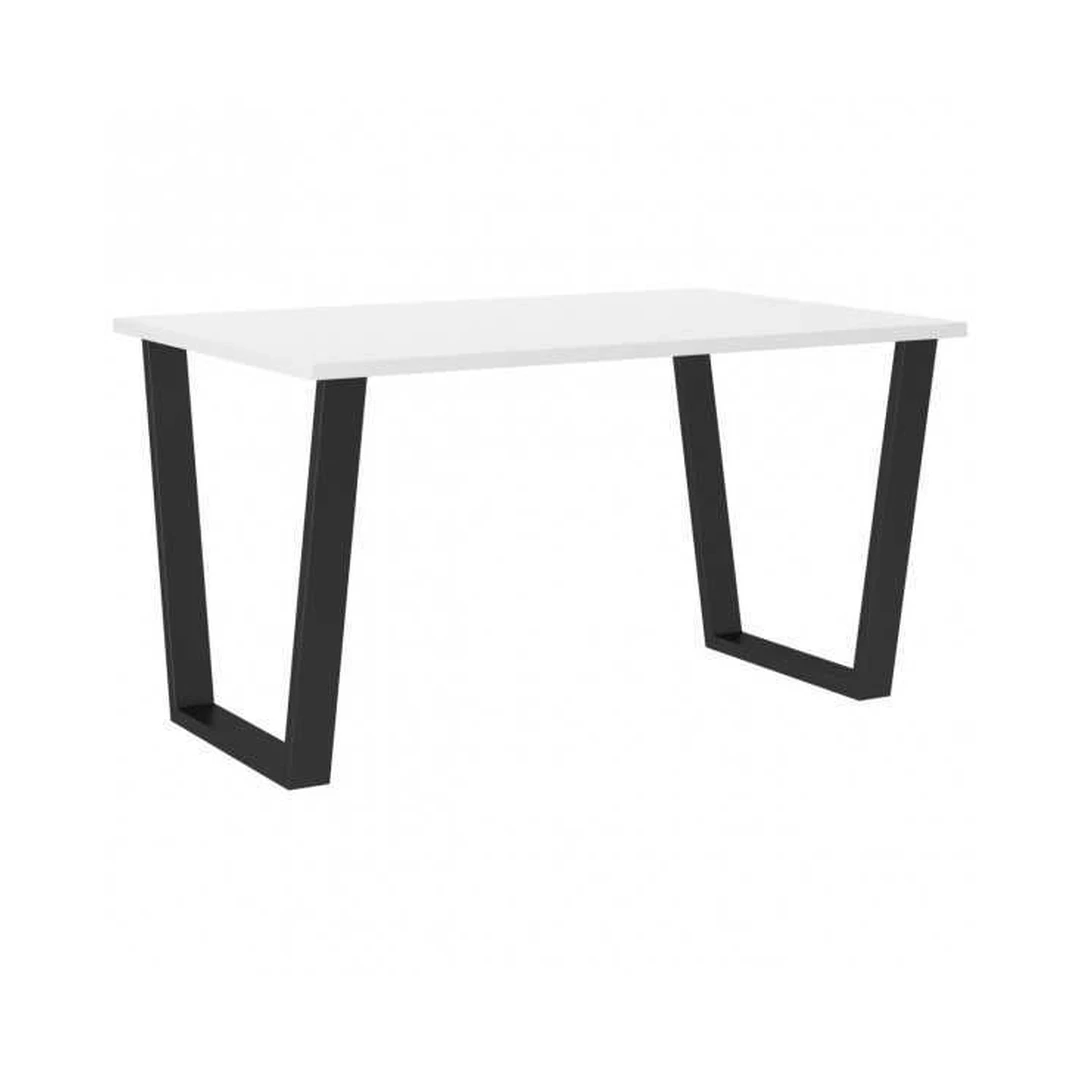 Šiuolaikiškas baltas stalas su juodomis kojomis