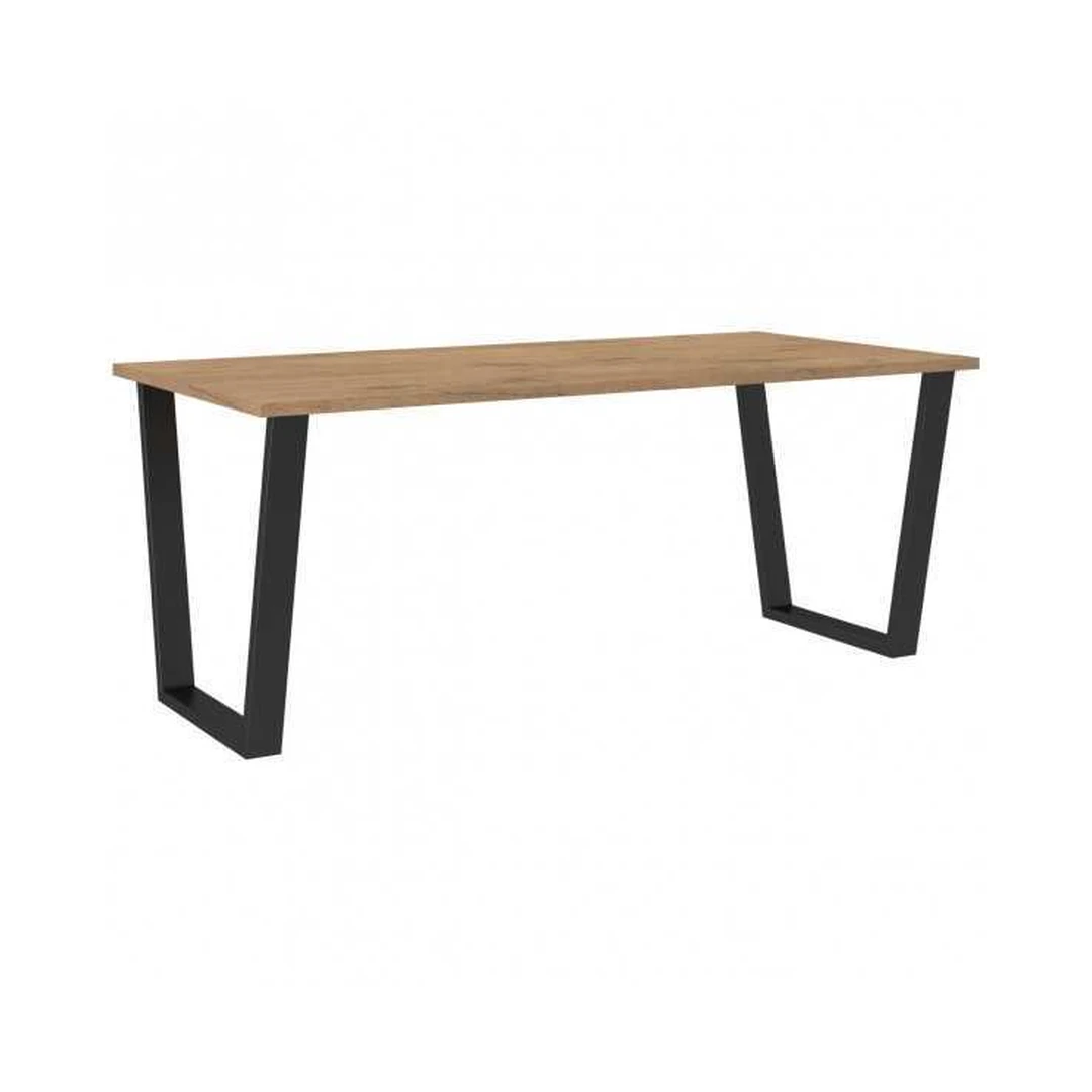 Modernus ąžuolo stalas su juodomis kojomis