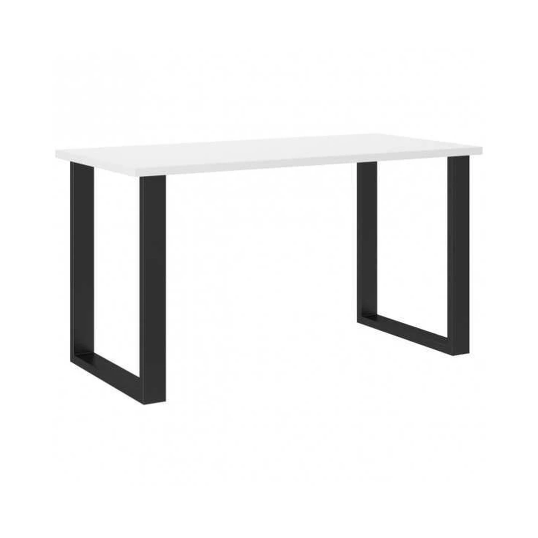 Šiuolaikiškas baltas stalas su juodomis kojomis