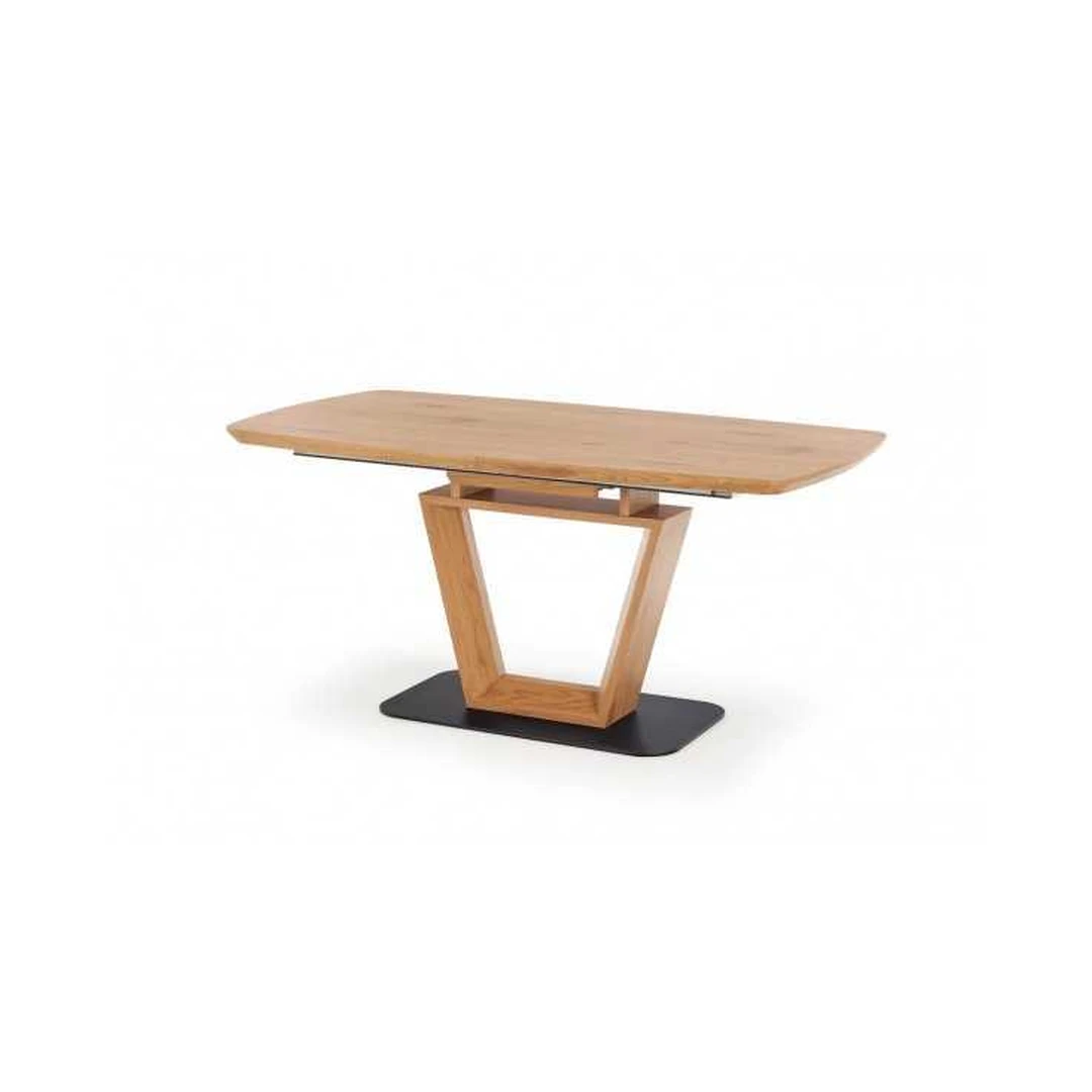 Elegantiškas auksinio ąžuolo spalvos stalas su išskleidžiamu stalviršiu