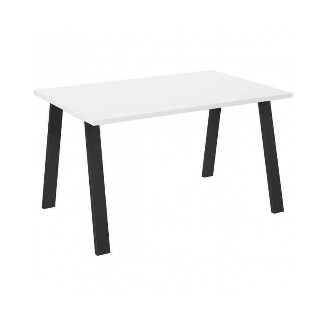 Šiuolaikiškas baltas stalas su juodomis kojomis