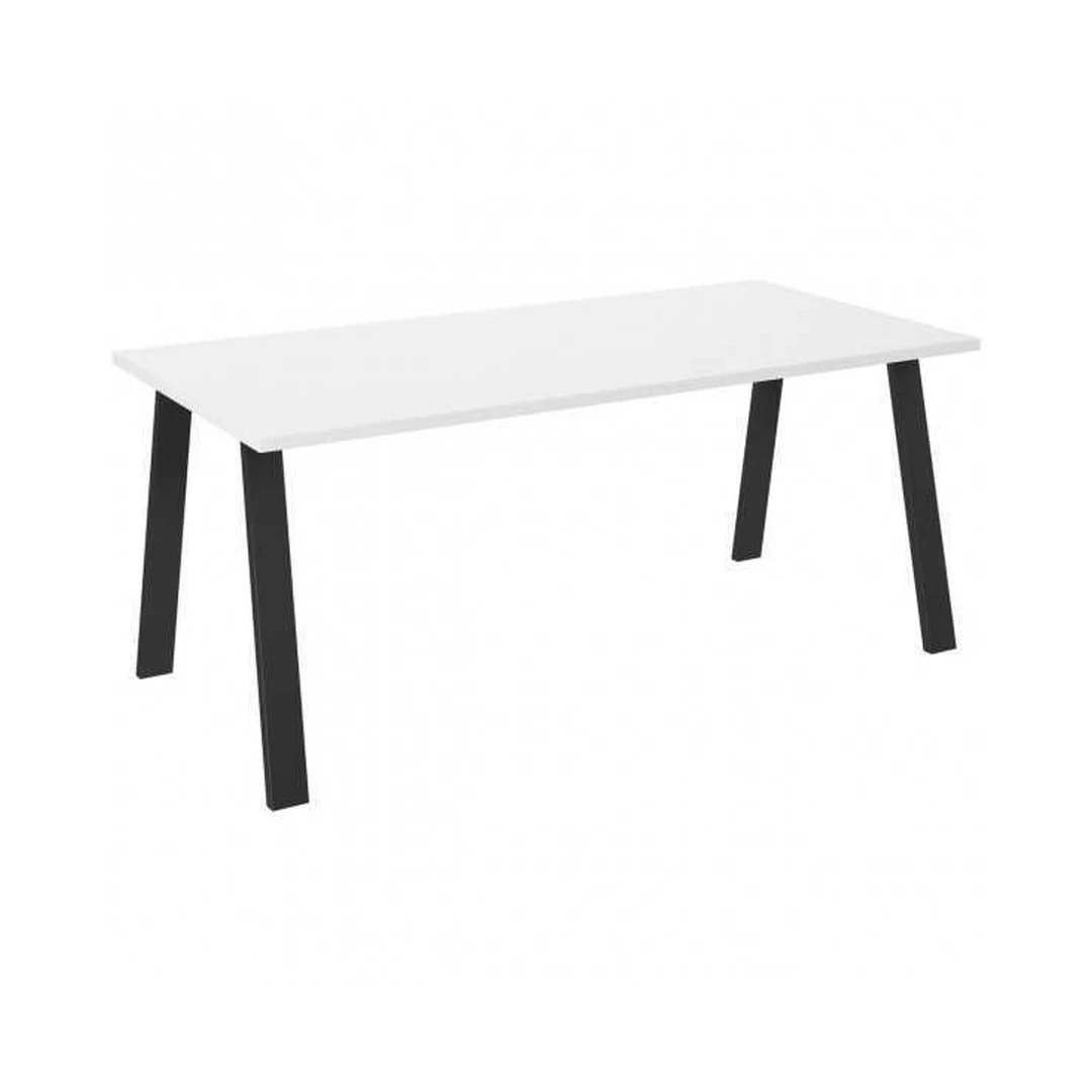 Balta stalas su juodomis kojomis, 185x90 cm