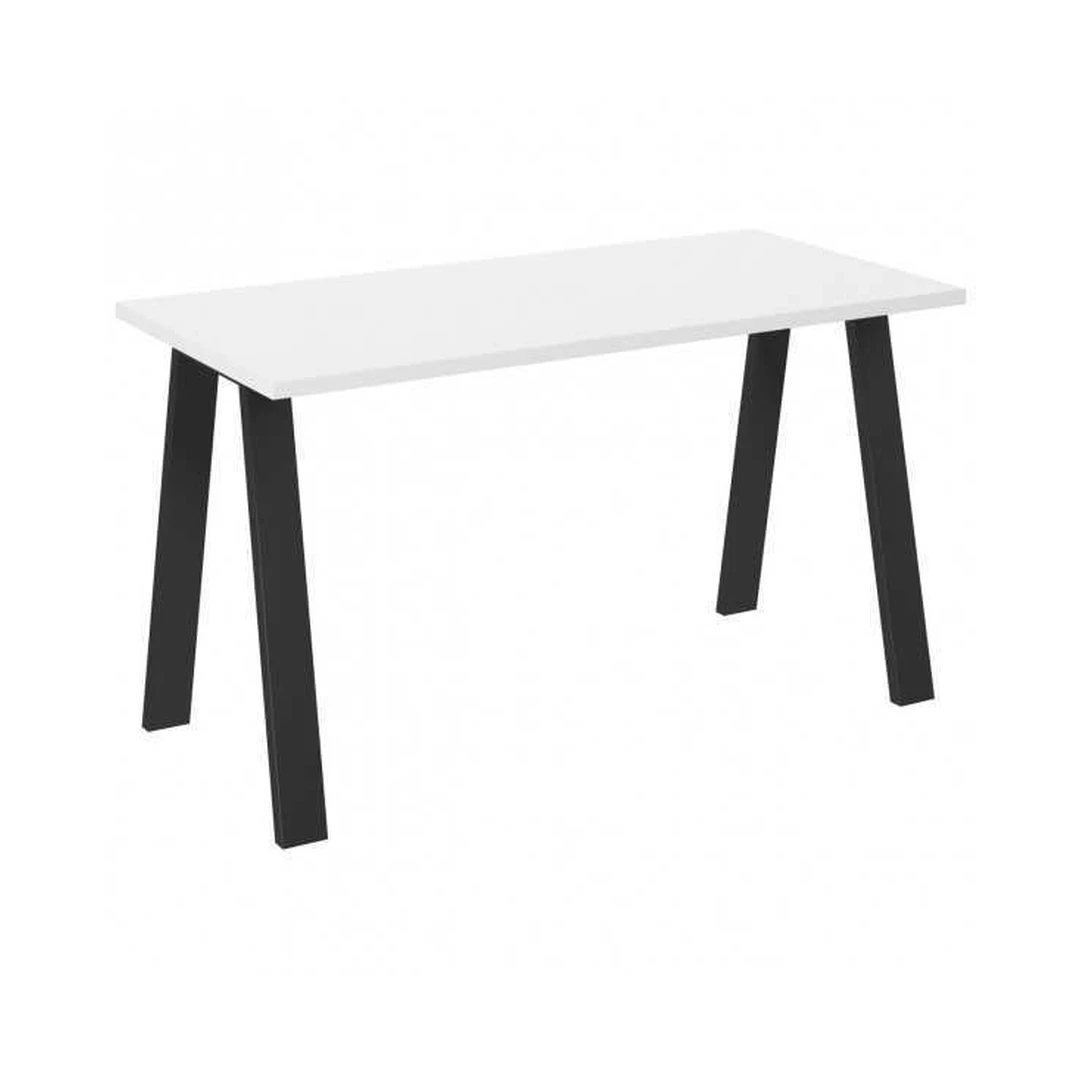 Balta stalas su juodomis kojomis, 138x67 cm