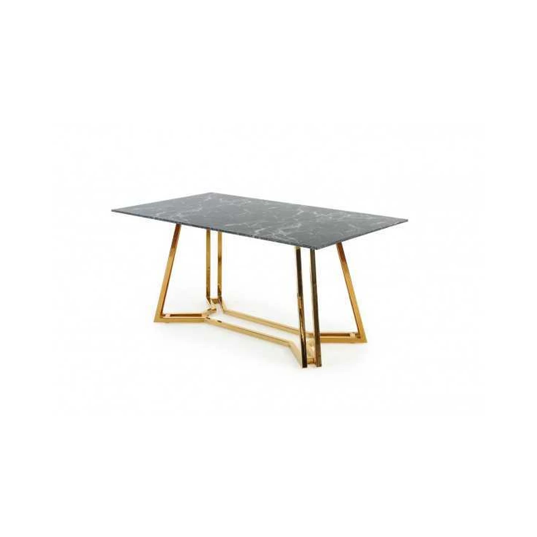 Elegantiškas juodo marmuro stalas su aukso detalėmis