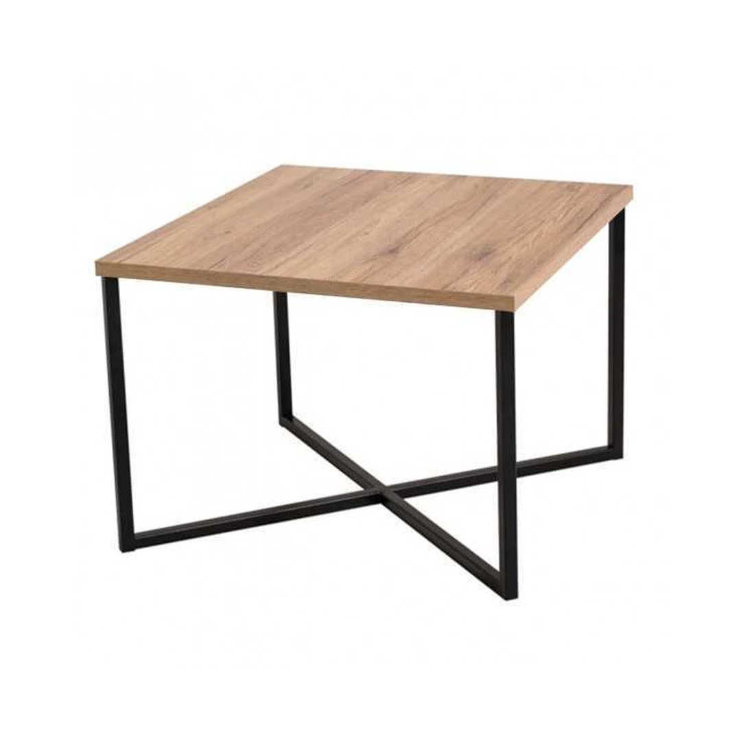 Elegantiškas auksinio ąžuolo stalas su juodomis kojomis