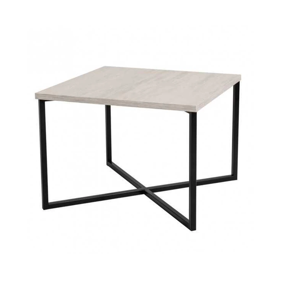 Šiuolaikiškas stalas baltasis ąžuolas su juodomis kojomis