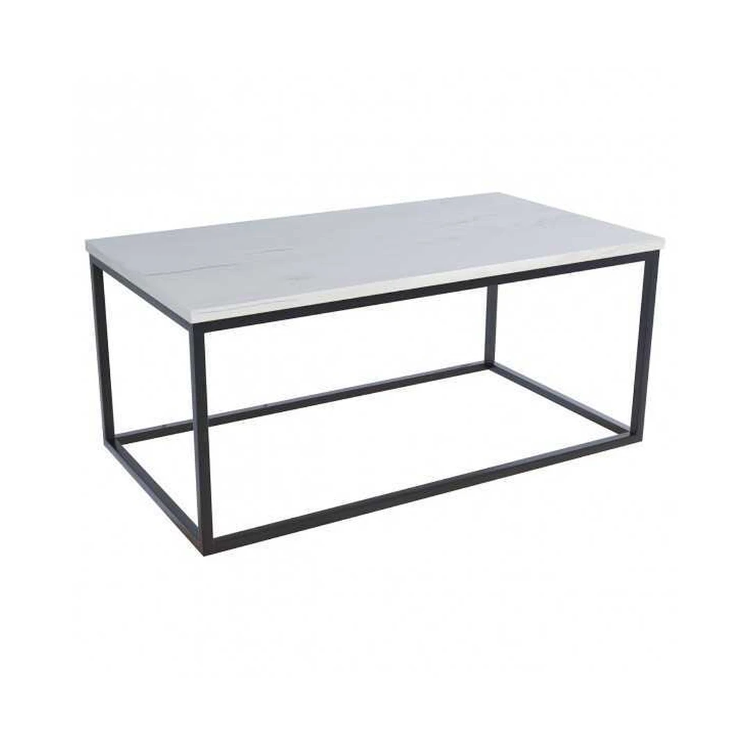 Šiuolaikiškas stalas baltasis ąžuolas su juodomis kojomis