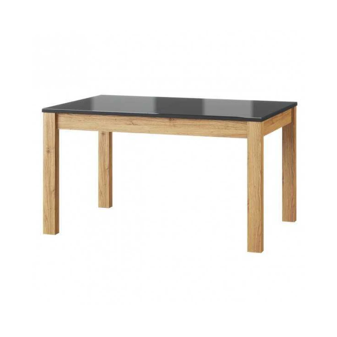 Stilingas Camargue ąžuolo ir blizgios juodos spalvos stalas su stiklo viršūne