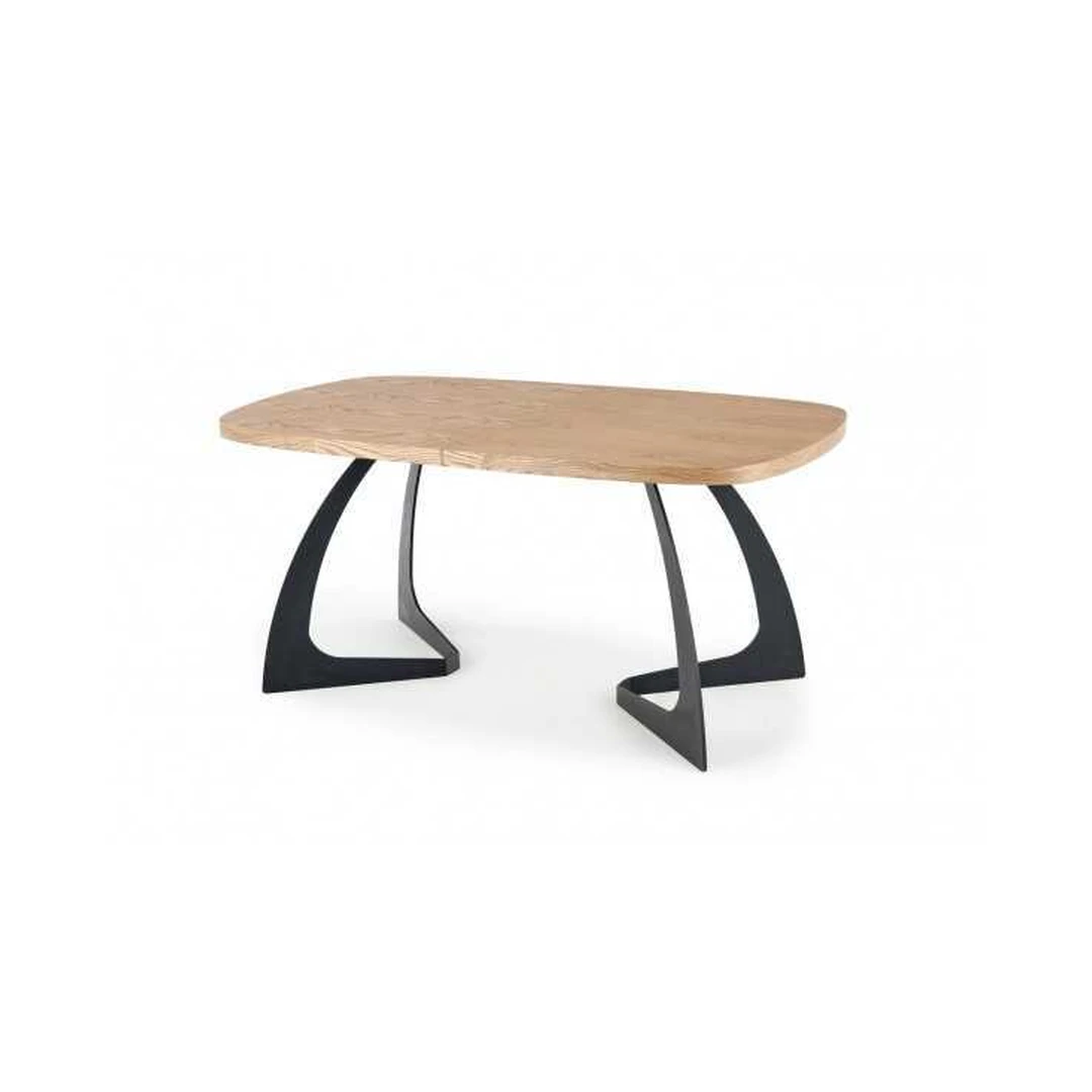 Įspūdingas ovalus stalas natūralaus ąžuolo ir juodos spalvos