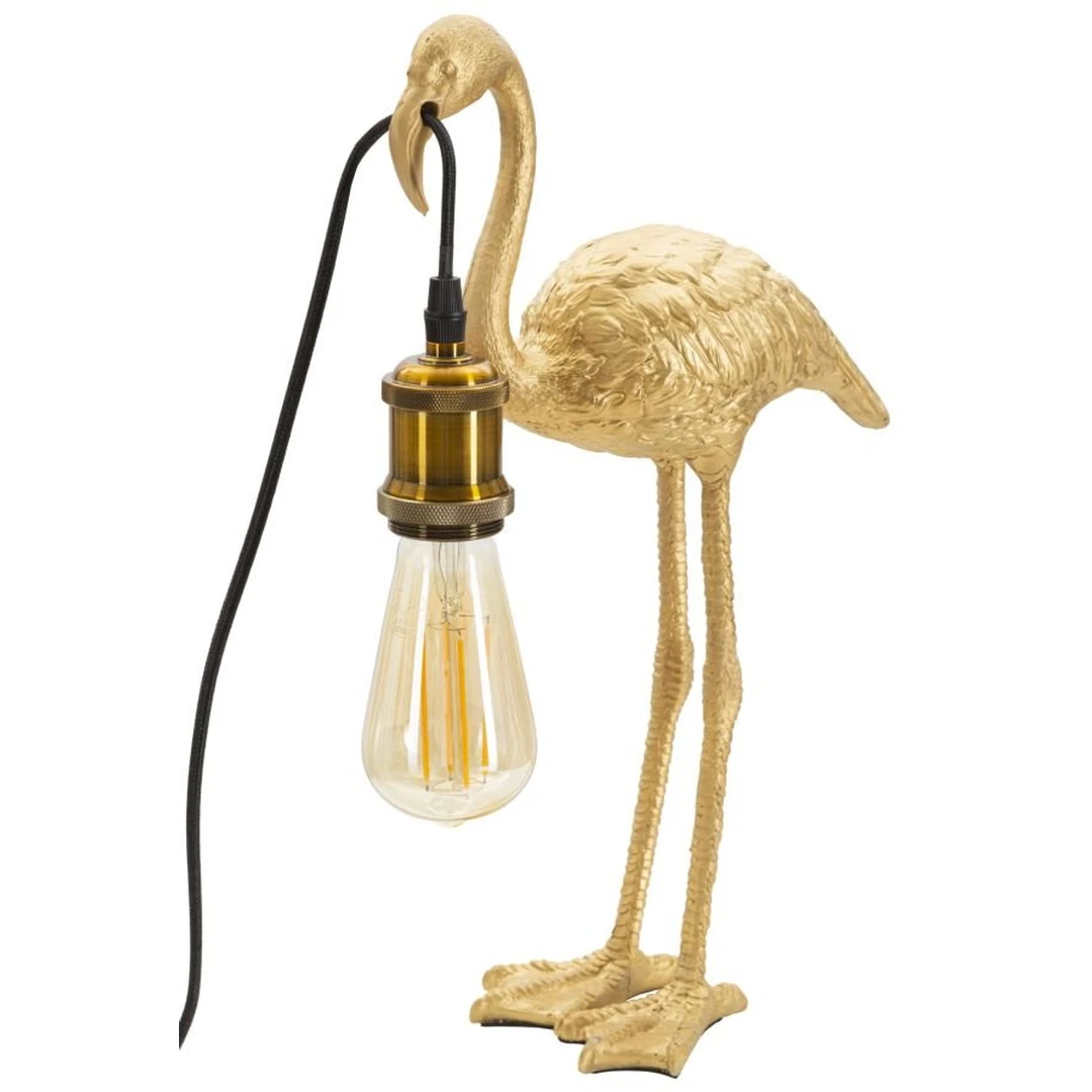 Stalinė lempa Flamingo, 1 šviesos šaltinis, Auksinė, 13 × 39,5 × 11,5 cm - Staliniai šviestuvai