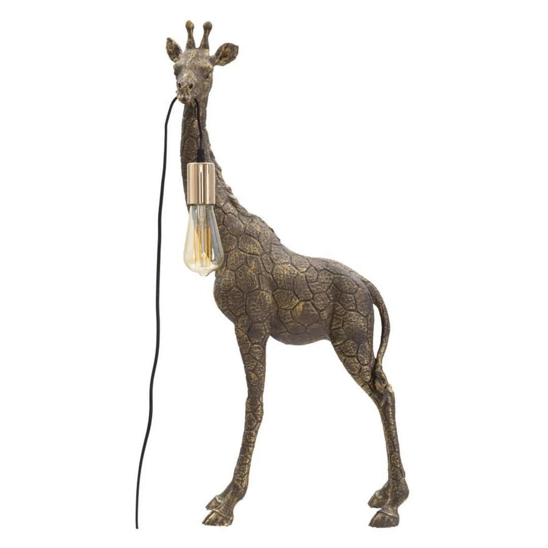 Stalinė lempa Giraffa, 1 šviesos šaltinis, Auksinė, 40 × 80 × 22 cm - Staliniai šviestuvai