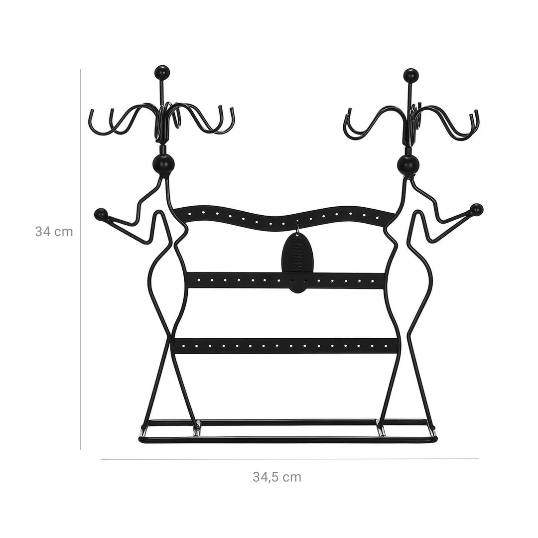 Elegantiškas juodas papuošalų stovas su milteliniu paviršiumi