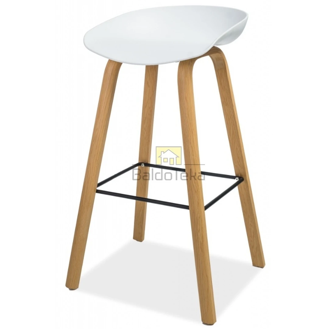 Šiuolaikiška baltos ir ąžuolo spalvos stalelė su metalu