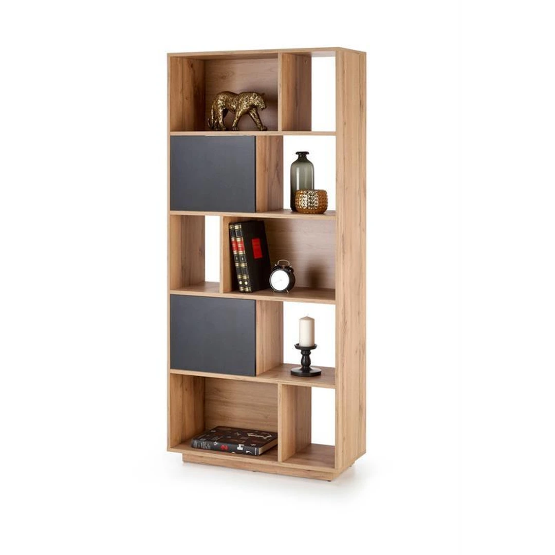 Stilinga spinta su stumdomais fasadais, ąžuolo ir juodo matinio derinys