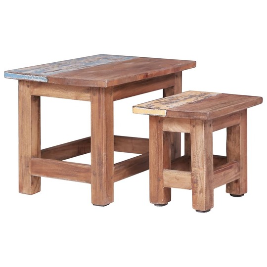 Sudedami staliukai, 2vnt., perdirbtos medienos masyvas - Žurnaliniai (kavos) staliukai
