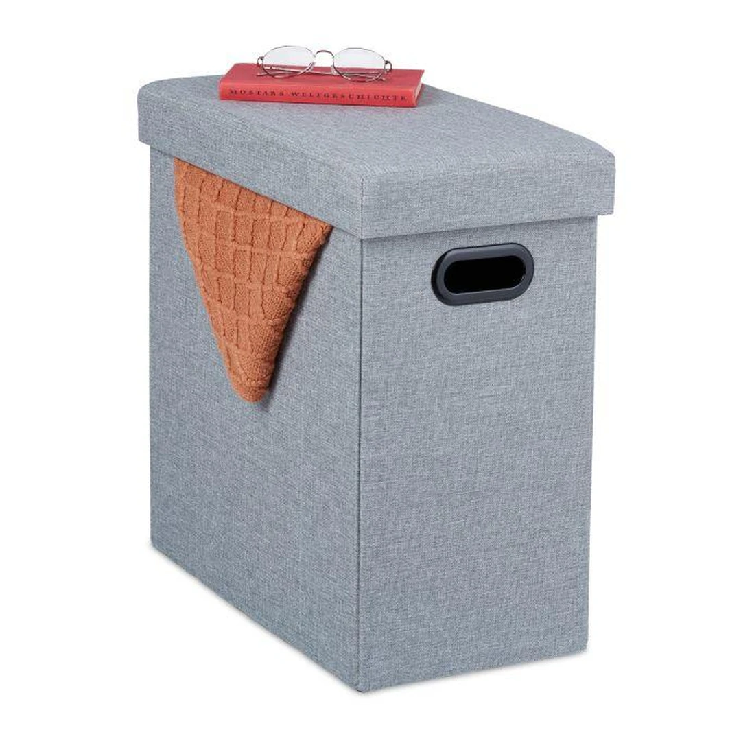 Sulankstoma sėdimoji vieta su atlenkiamu dangčiu 49x48,5x27cm., pilkos spalvos - Pufai