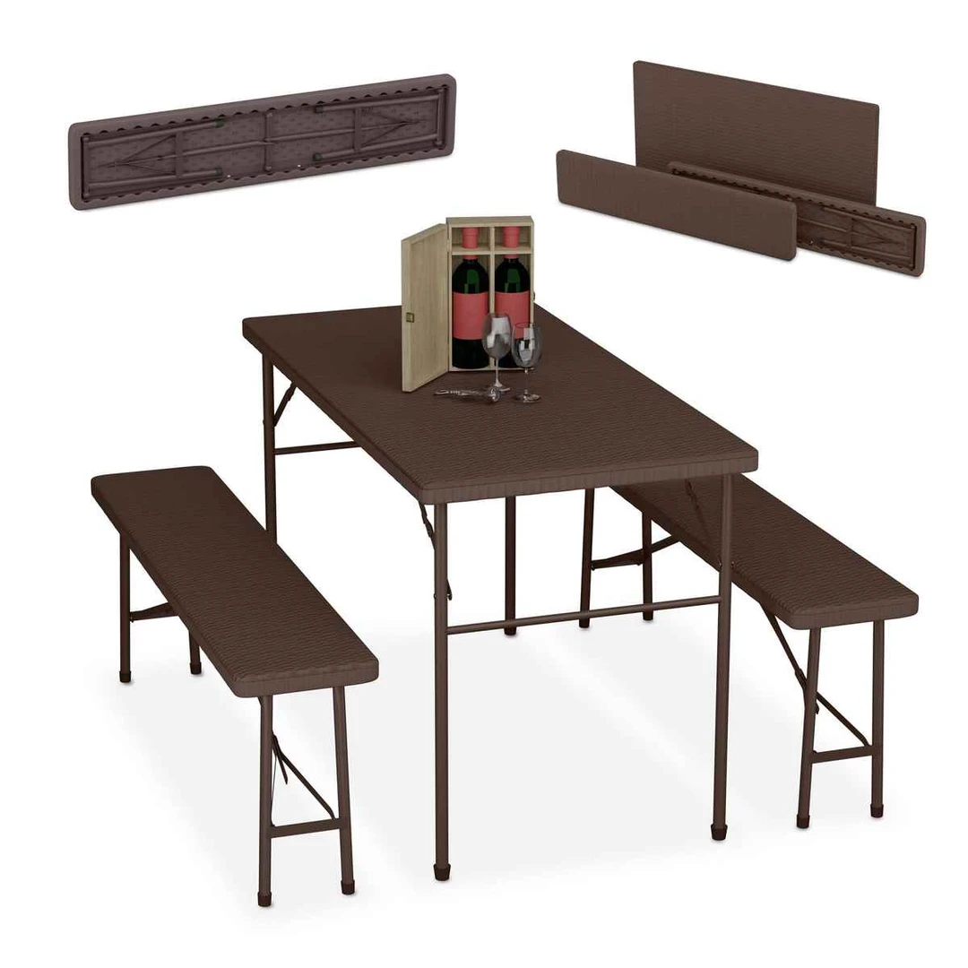Sulankstomas lauko baldų komplektas, 3 dalių, 120 × 73 × 61 cm - Lauko baldų komplektai