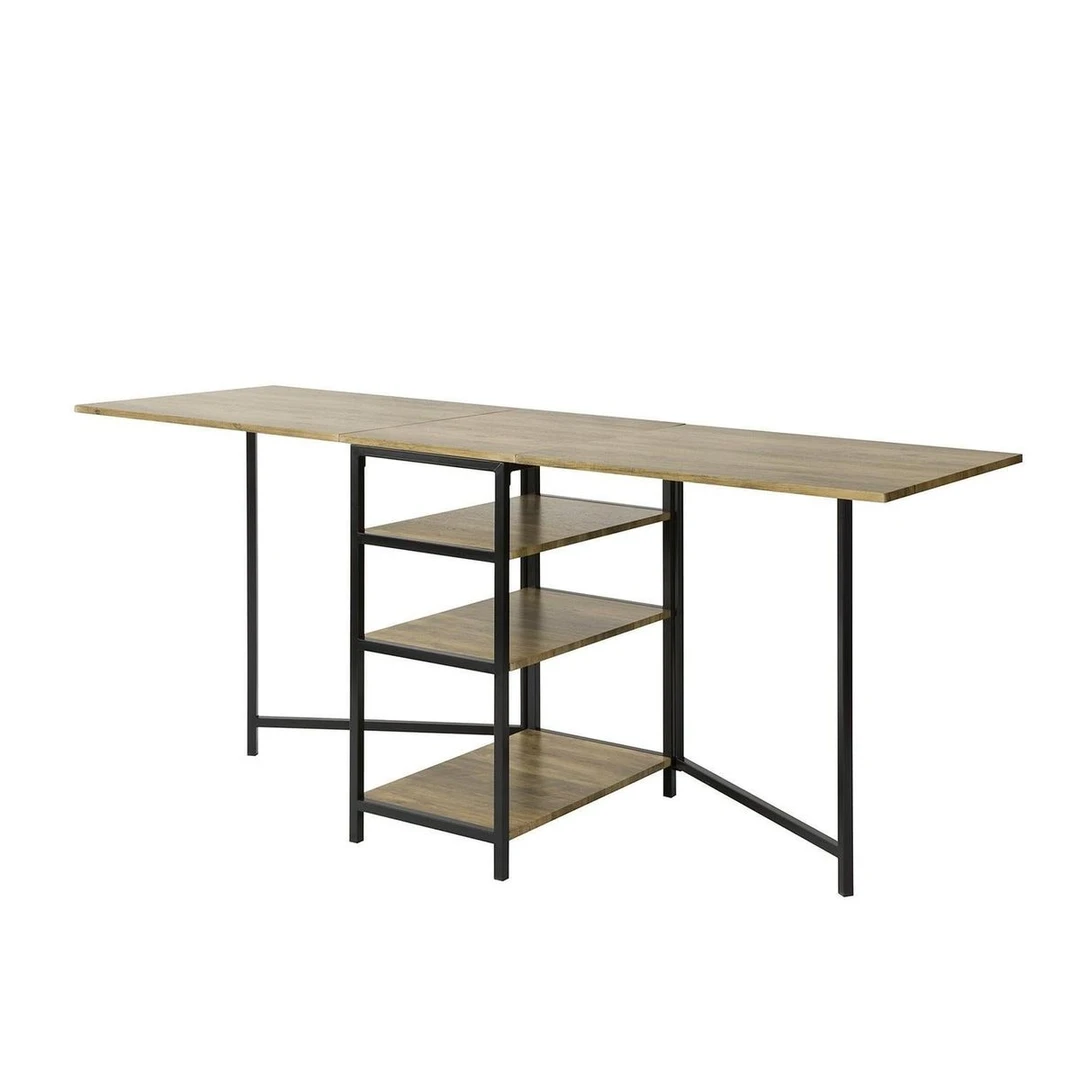 Sulankstomas valgomojo stalas 180x60x77cm., rudos/juodos spalvos - Stalai