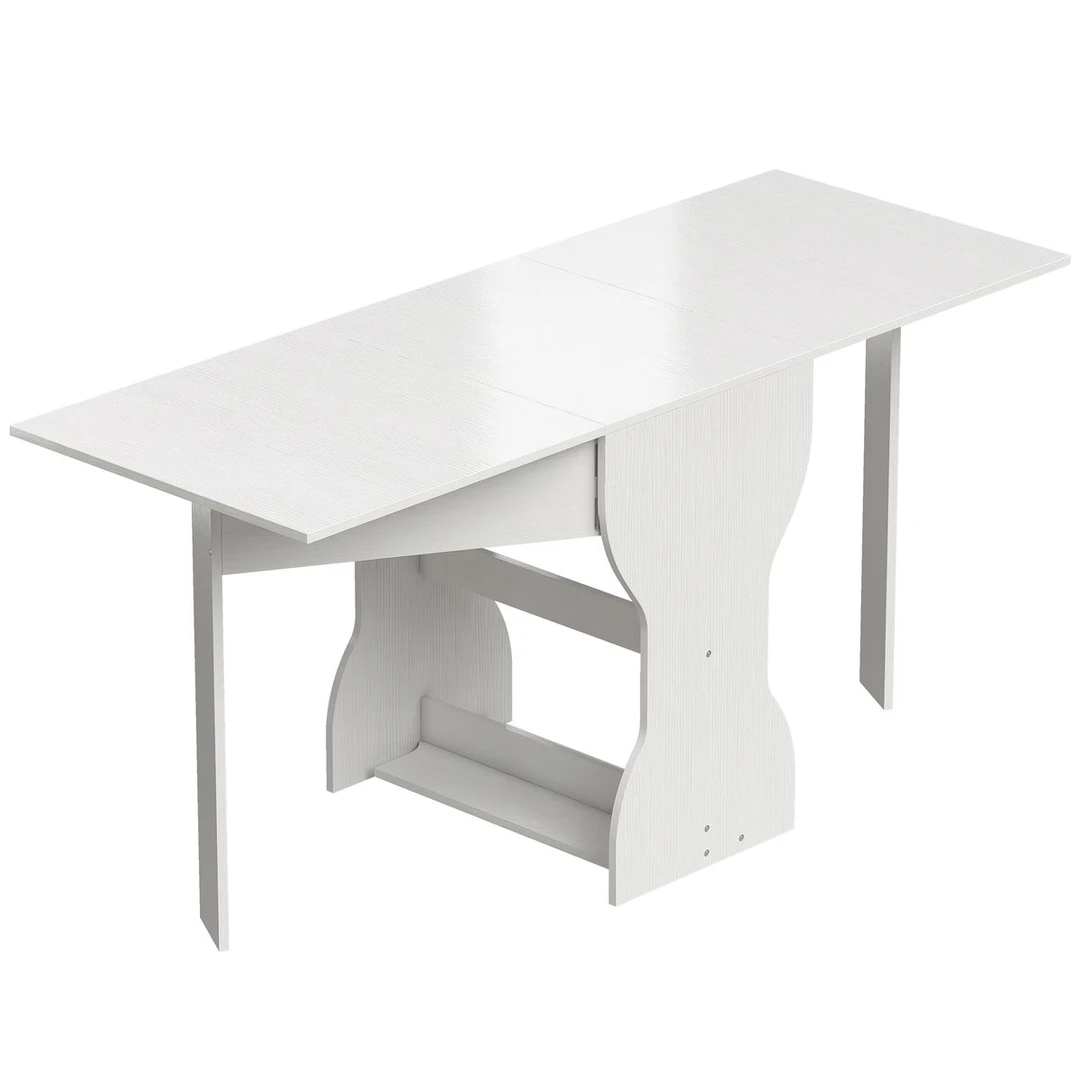 Sulankstomas valgomojo stalas, 4 asmenims, Balta, 160 × 75 × 60 cm - Stalai
