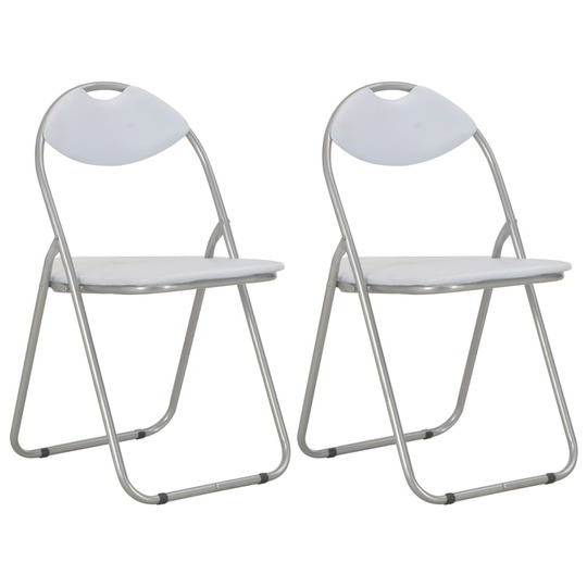 Sulankstomos valgomojo kėdės, 2vnt., baltos sp., dirbtinė oda - Kėdės