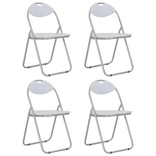 Sulankstomos valgomojo kėdės, 4vnt., baltos sp., dirbtinė oda - Kėdės