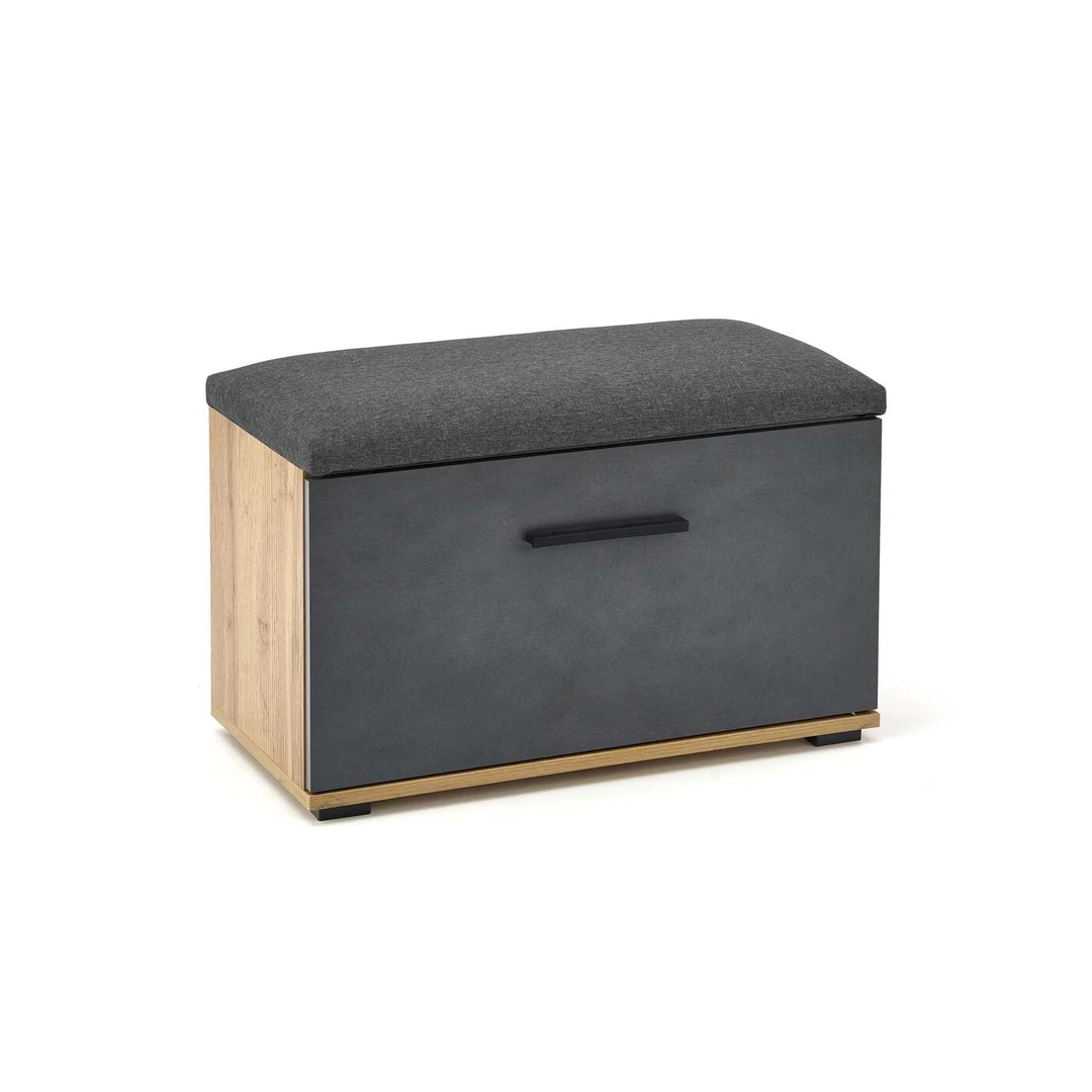 Modernus ąžuolo spalvos stalas su blizgiais ABS kraštais