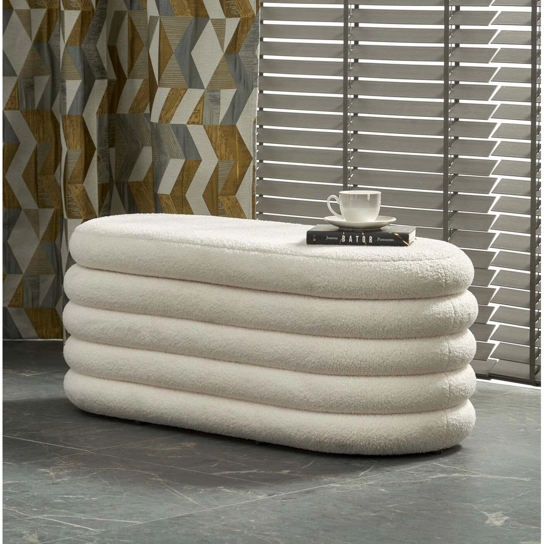 Stylish Kreminės Spalvos Suolas su Laikymo Funkcija