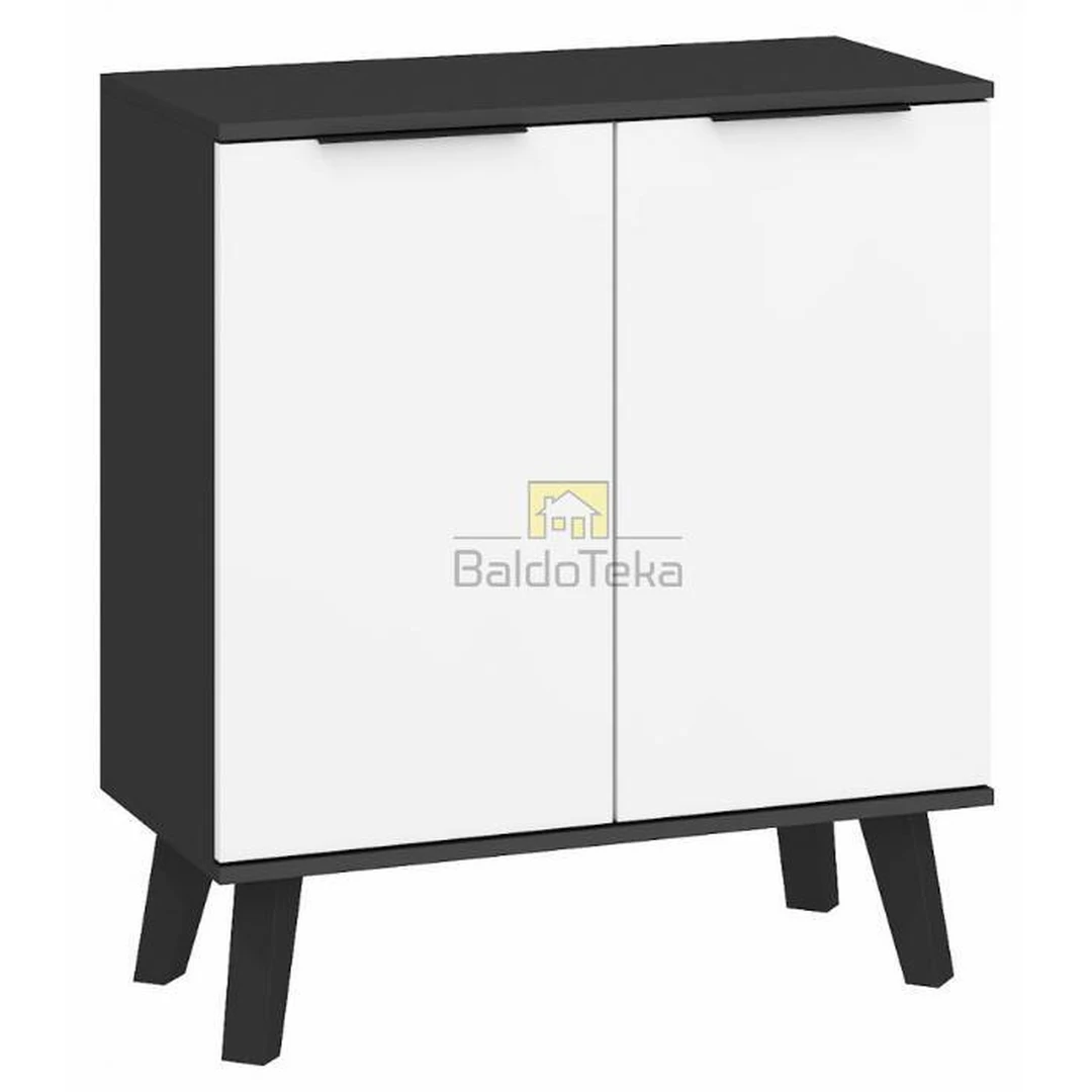 Moderni juoda spinta su medinėmis kojelėmis