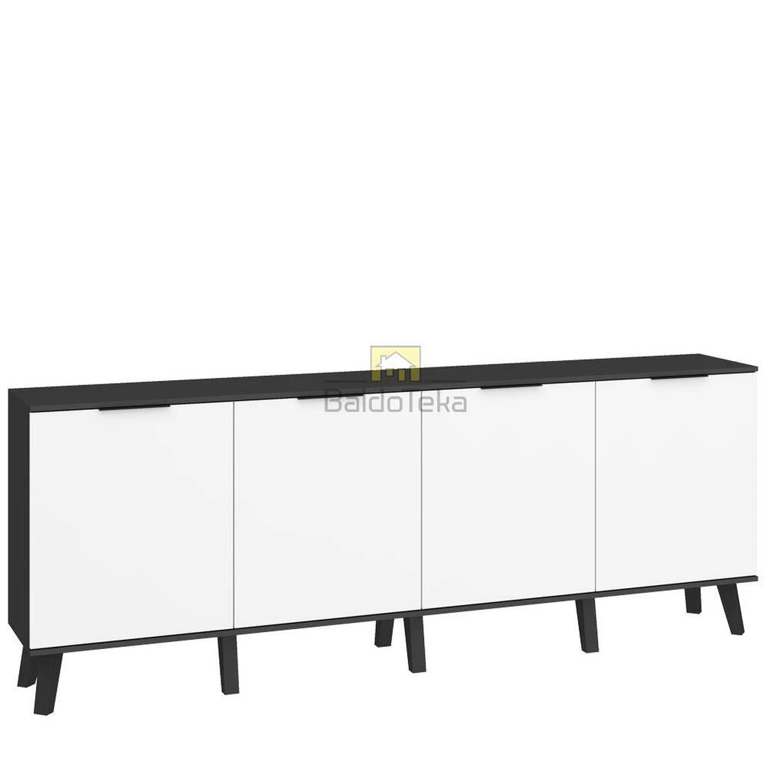 Moderni juoda spinta su medinėmis kojelėmis