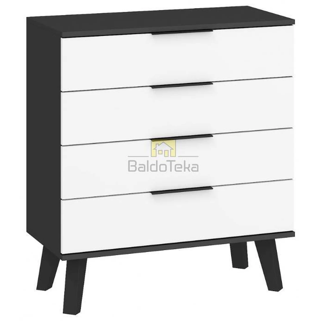 Moderni juoda spinta su medinėmis kojelėmis