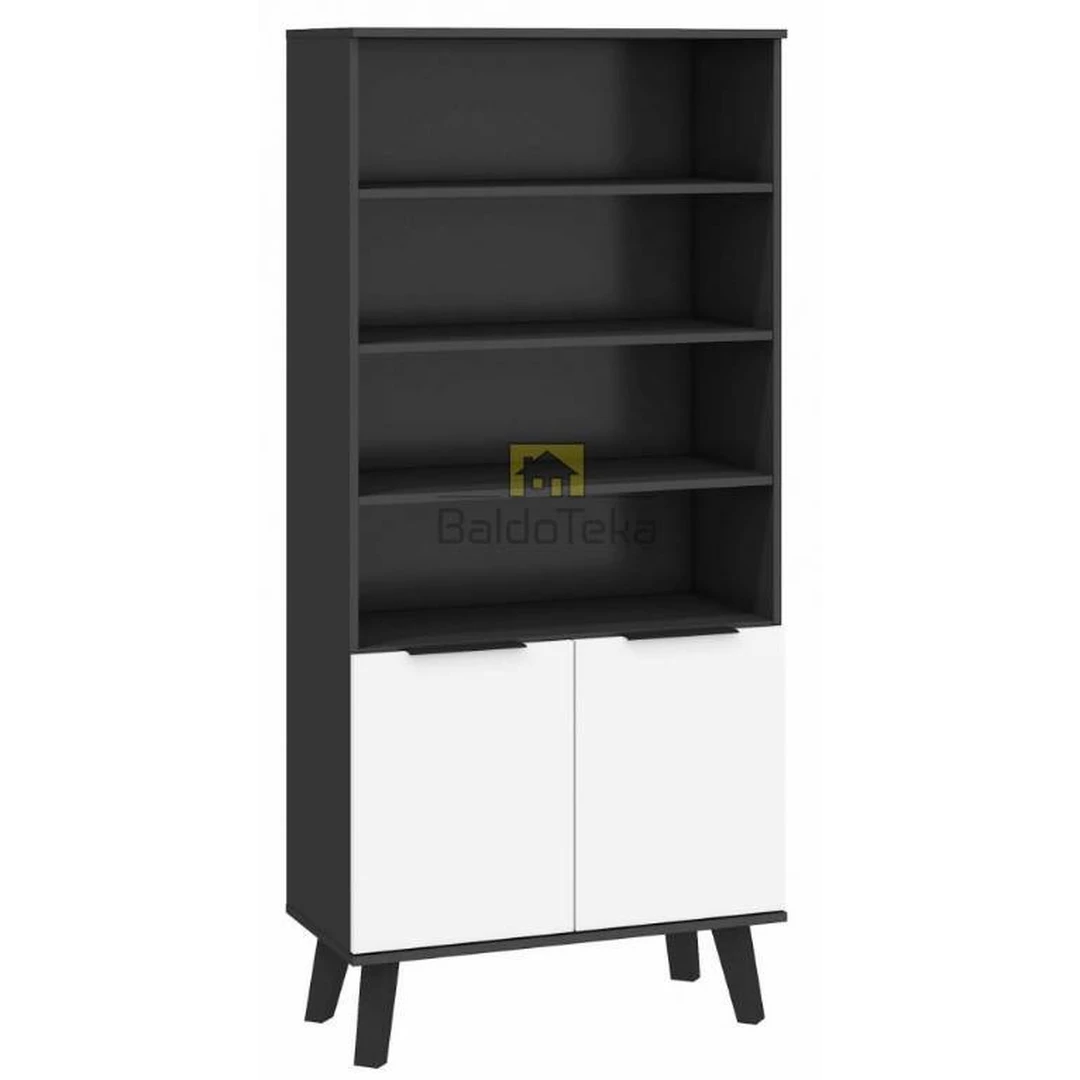 Moderni juoda spinta su medinėmis kojelėmis