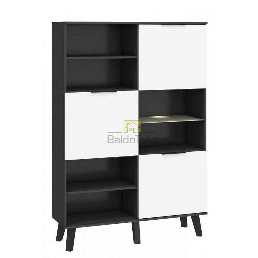 Moderni juoda spinta su medinėmis kojelėmis ir pasirenkama spalva