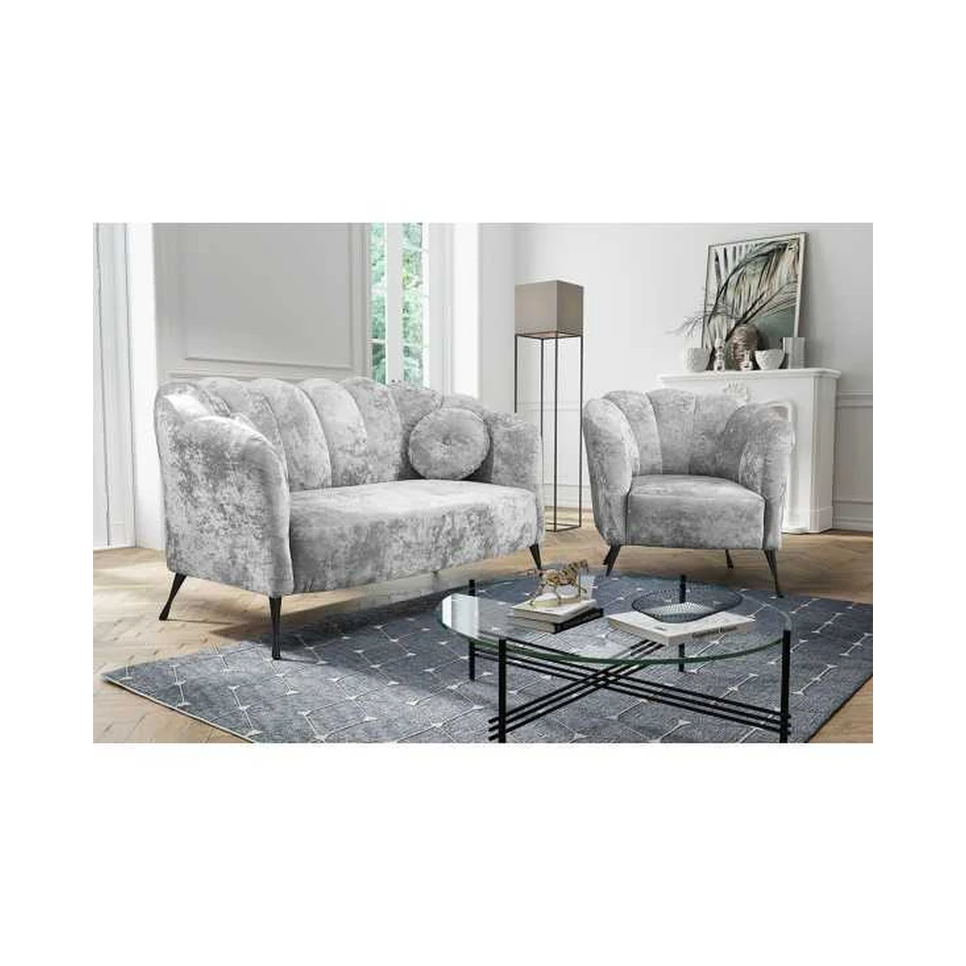 Ergonominė sofos ir fotelio komplektas su aukso kojomis