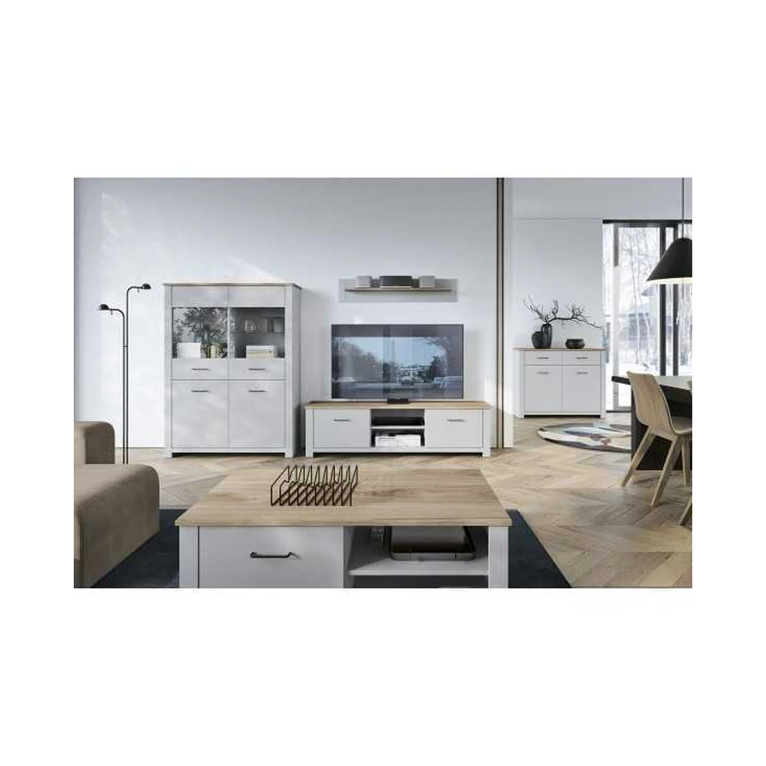 Šviesiai pilki baldai iš LMDPS medžiagos