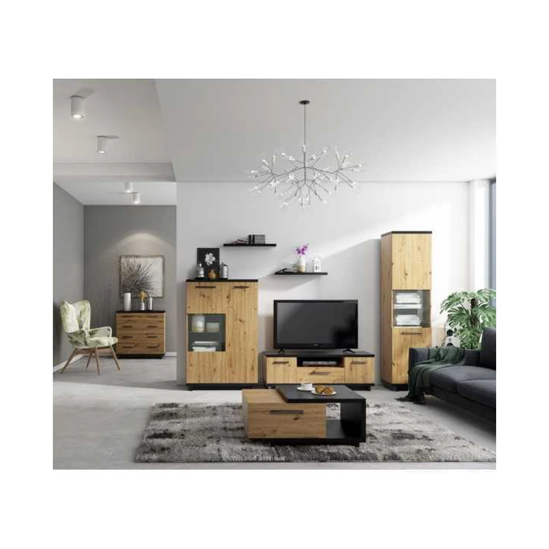 Lentynos Artisan ąžuolas/Juodas matinis