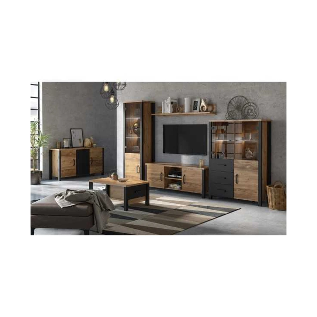 Šiuolaikiškas baldų rinkinys Appenzeller Fichte/Juoda spalvomis