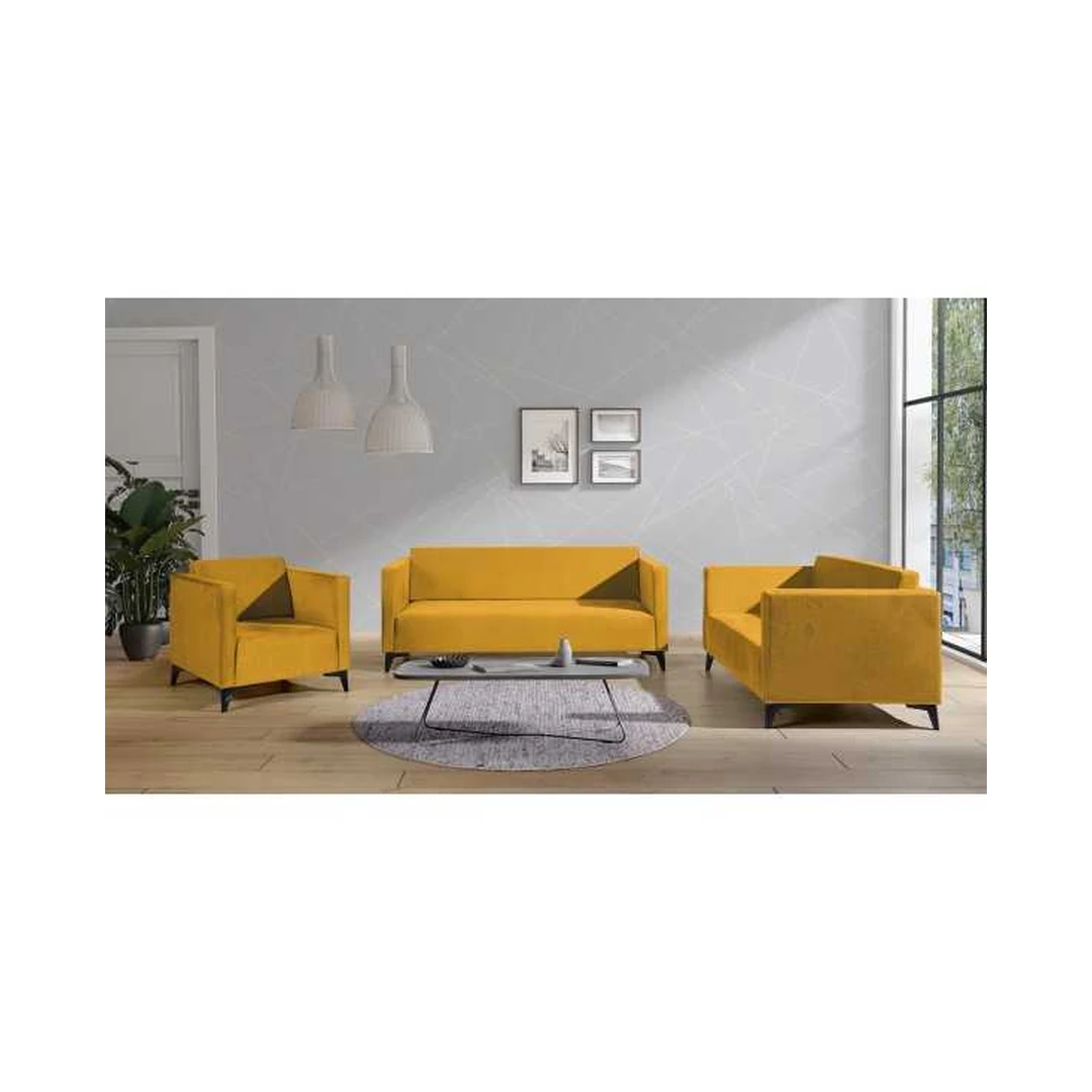 Trivietė sofa Solo 257, juoda blizgi, 176 cm