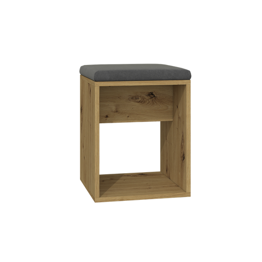 Stilinga ruda taburetė su pilku paminkštinimu