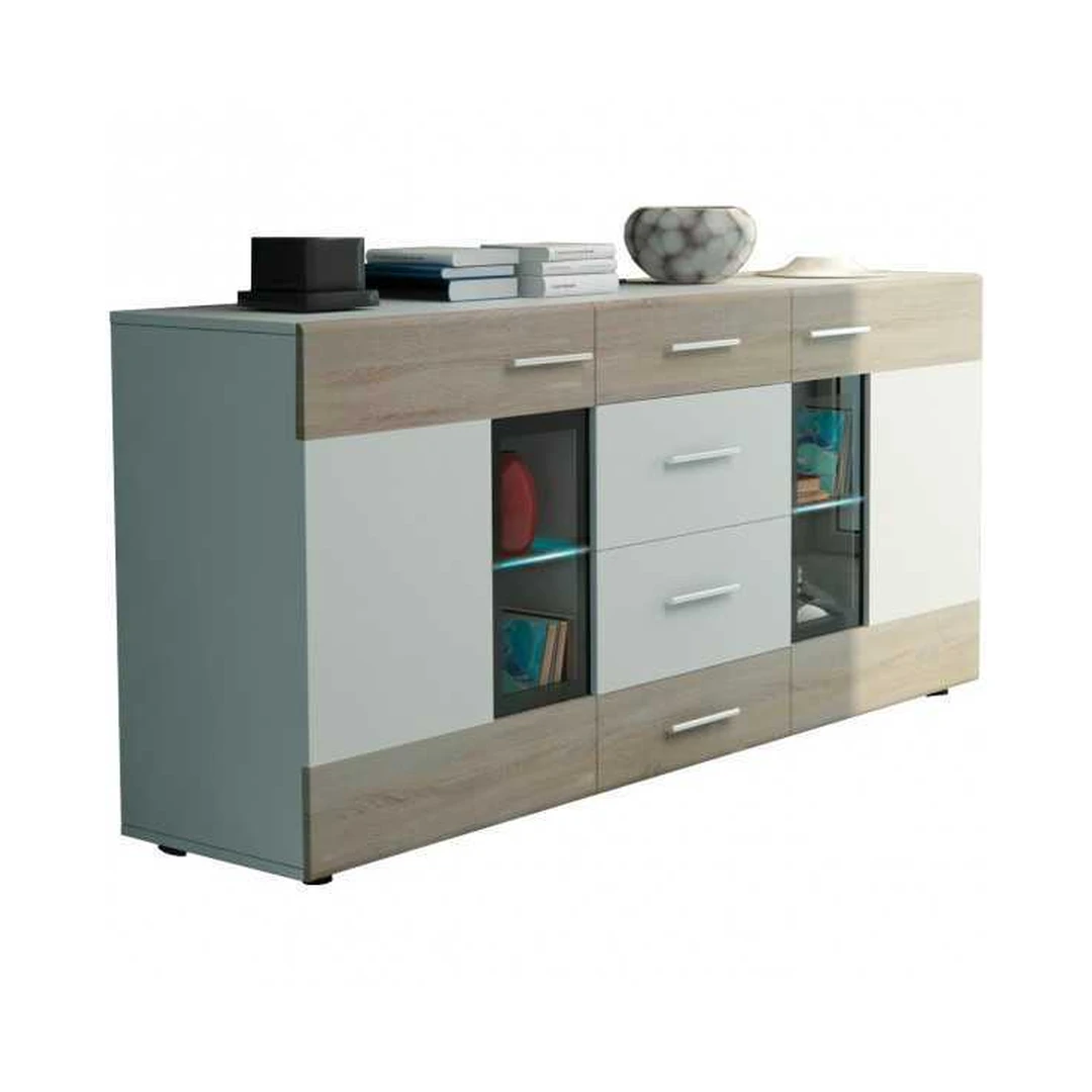 Šiuolaikiška balta spintelė su LED apšvietimu