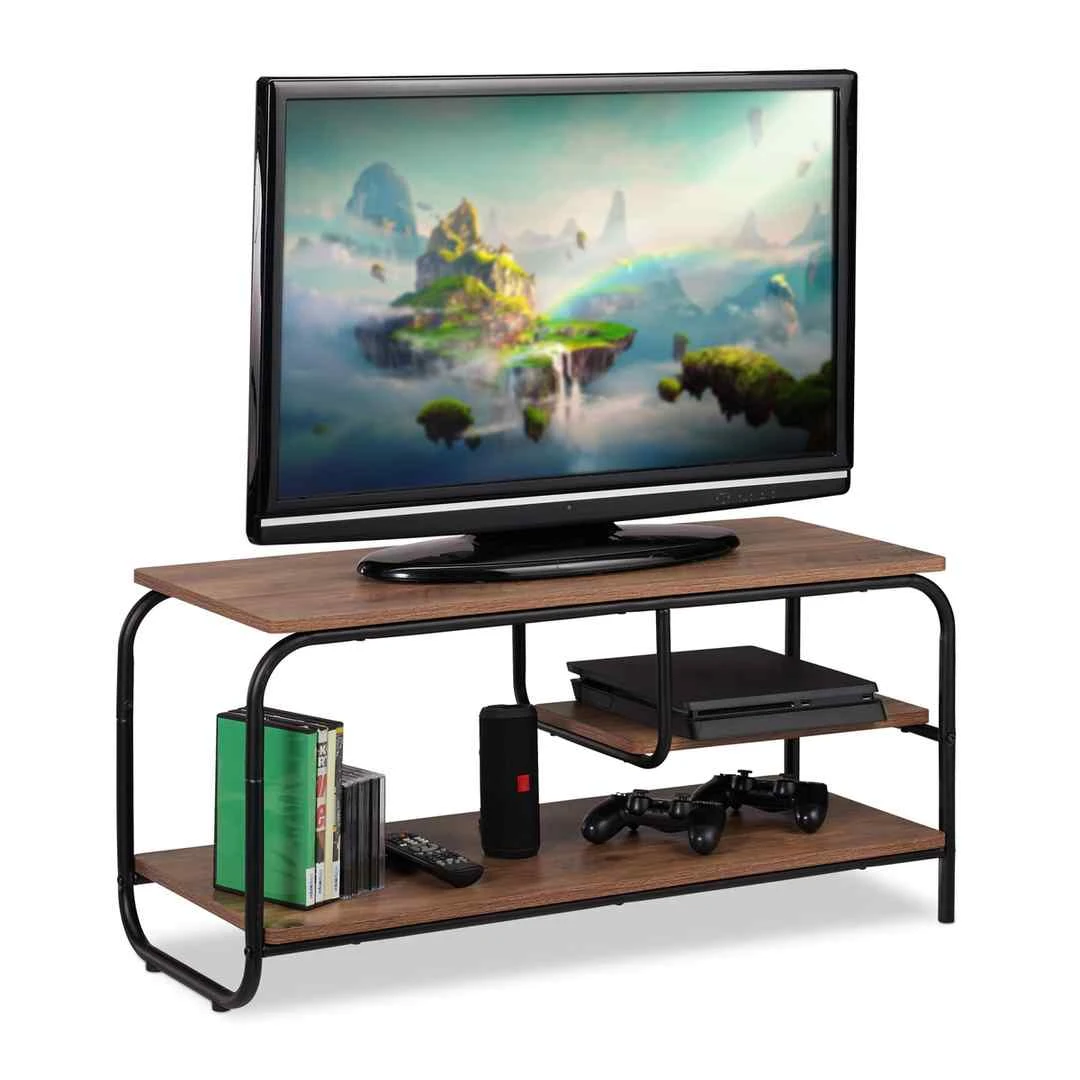 Televizoriaus staliukas Relaxdays 10025968.0, Su laikikliu, Ruda/juoda, 90 × 43 × 35 cm - TV spintelės