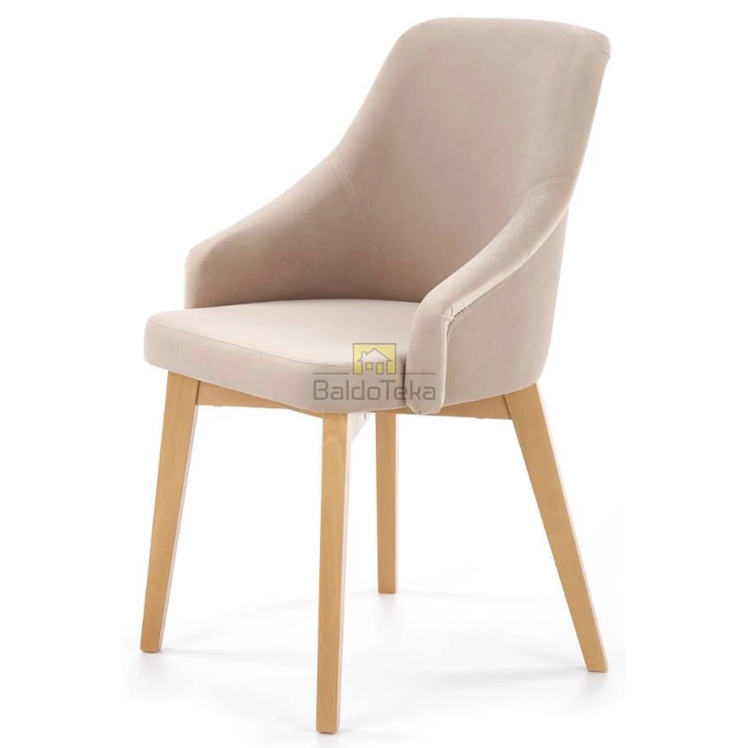 Elegantiška buko ir gobeleno spintelė medaus ąžuolo spalvoje