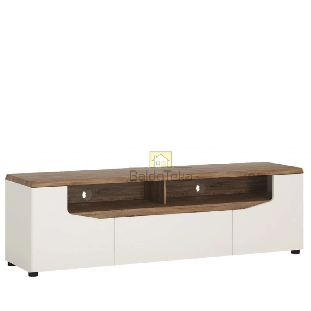 Elegantiškas TOLEDO spintos modulis – balta matinė ir blizgi + ąžuolas stirling