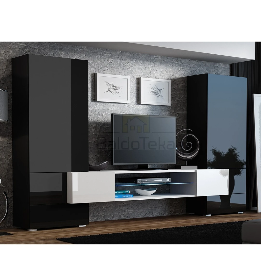 Moderni juoda-balta TV spinta su apšvietimu