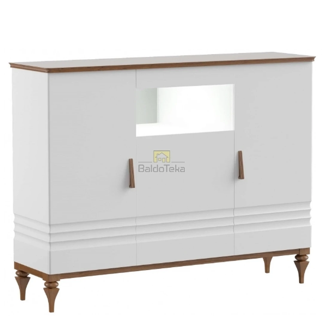 Moderni balta blizgi/ąžuolo spintelė su natūraliomis detalėmis