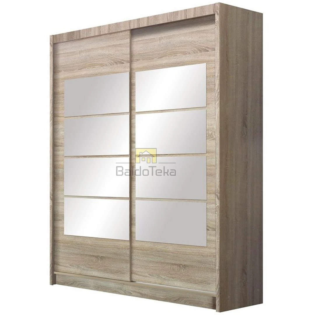 Šviesaus ąžuolo sonoma spalvos spinta su veidrodžiu