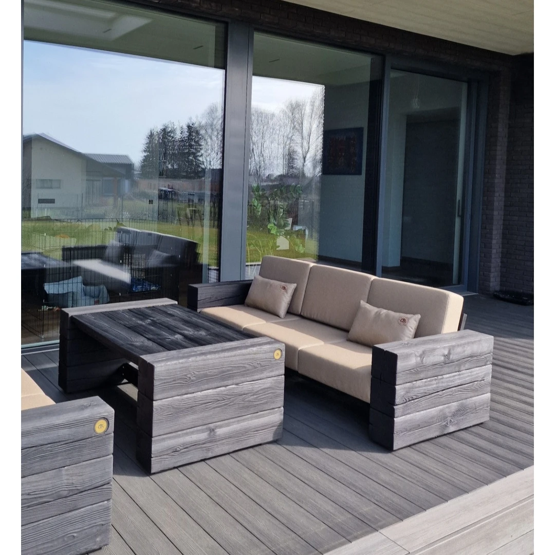 Trivietė lauko sofa, deginta mediena ¦ TIMBER - Foteliai, sofos