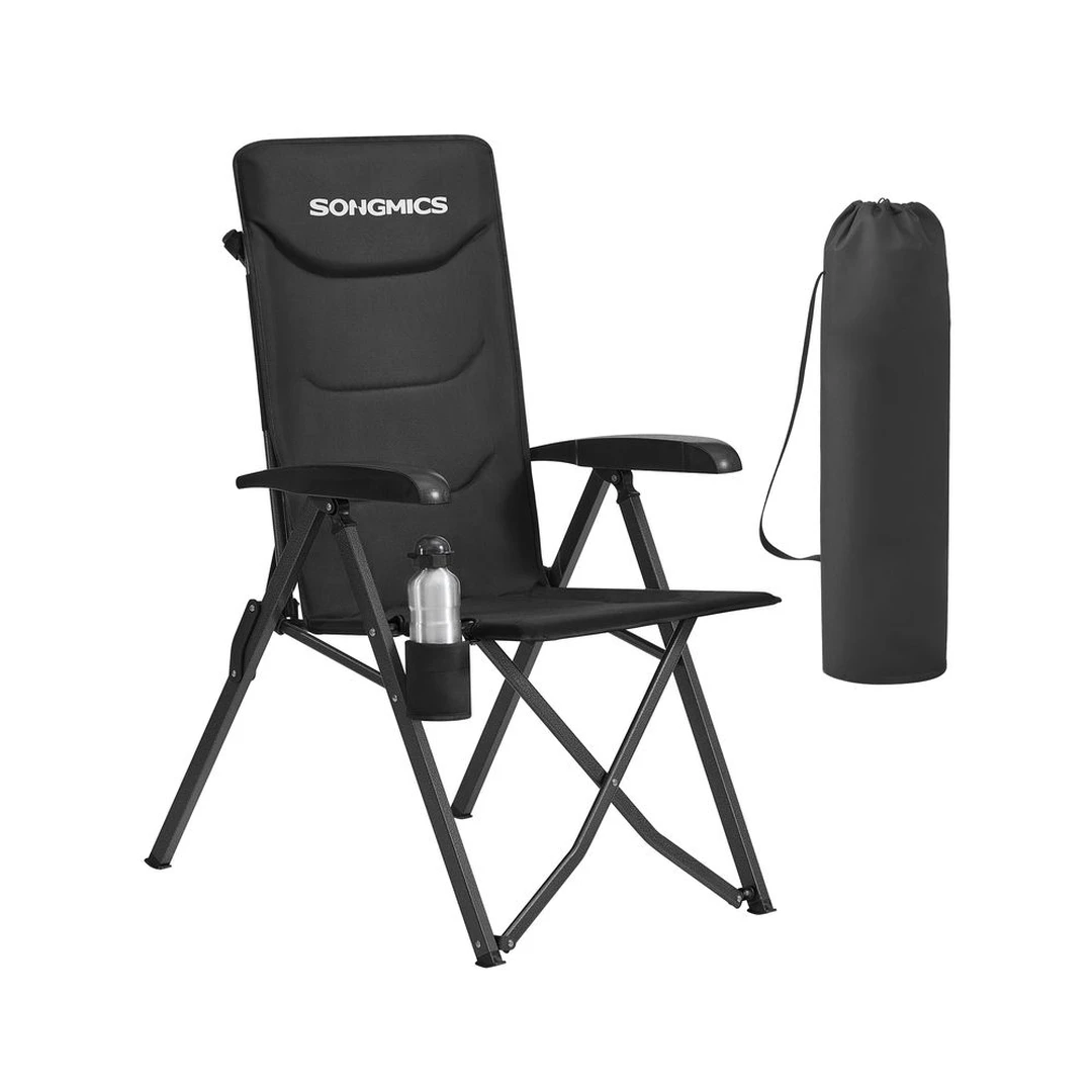 Turistinė kėdė SONGMICS GCB015BZ01, Sulankstoma, 95°–150°, Juoda, 70 × 60 × 110 cm - Kėdės