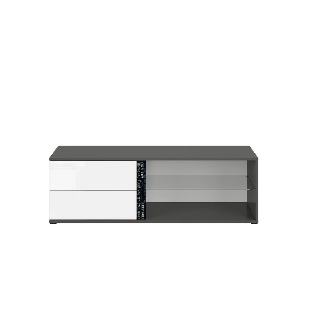 Maža TV spintelė su stalčiais ir LED apšvietimu